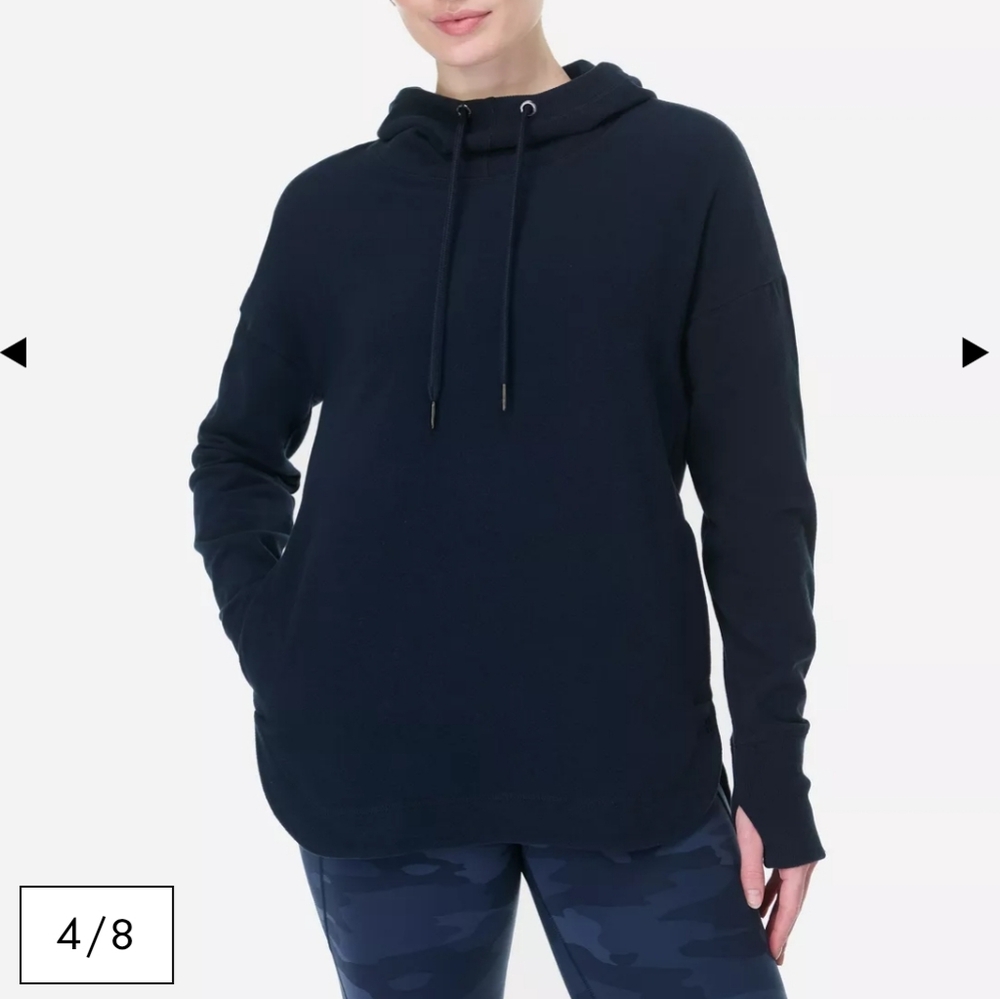 Sweaty Betty Escape Luxe Fleece Hoodie Women's Navy Sweater Size Large